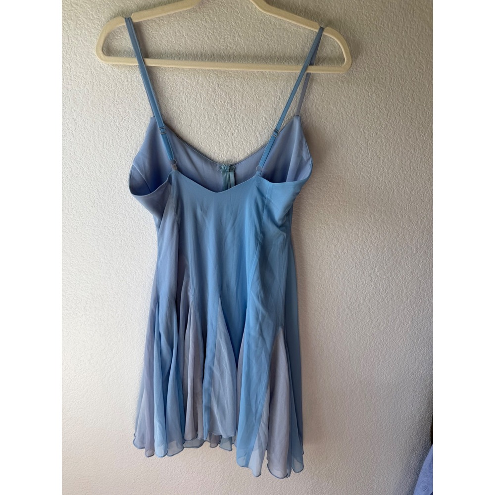 OW Collection Blue Colorblock Chiffon Mini Dress NWT Fairycore Coquette Flawed - Picture 8 of 10